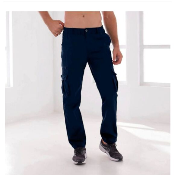 472 Men’s Navy Cargo Jogger Pants with Drawstring Waist – Athletic Fit - Picture 5 of 6